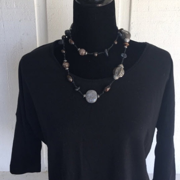 DONATED Cotton On black dolmen 3/4 sleeve top - Picture 2 of 8